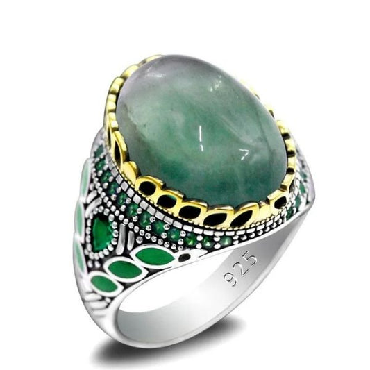 Anillo De Plata Con Piedra Verde