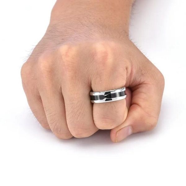 Anillo de Acero Inoxidable Negro para Hombres