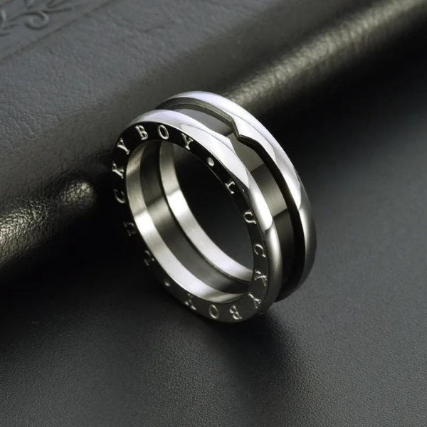 Anillo de Acero Inoxidable Negro para Hombres