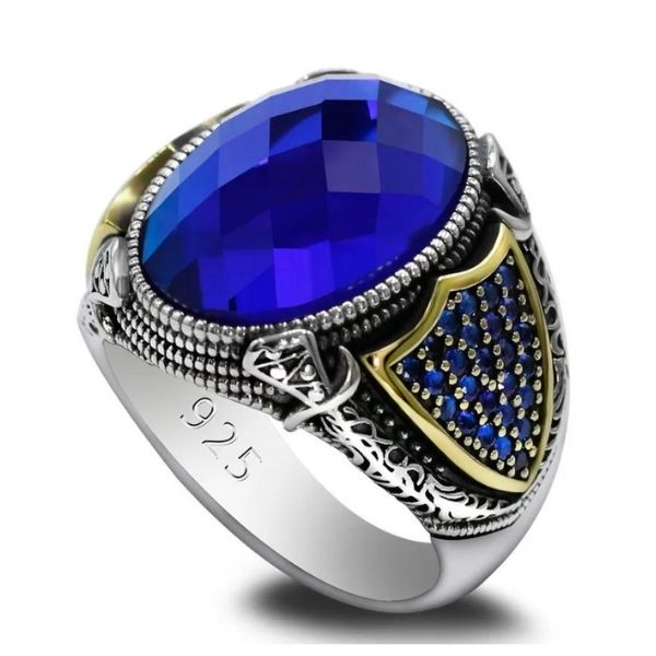 Anillo de Piedra Azul para Hombre