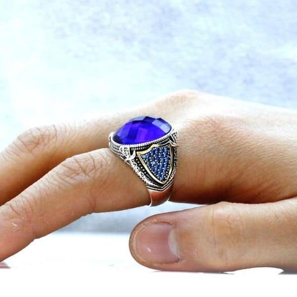 Anillo de Piedra Azul para Hombre