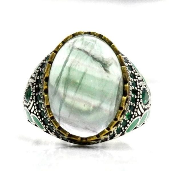 Anillo De Plata Con Piedra Verde