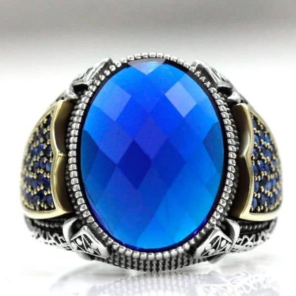 Anillo de Piedra Azul para Hombre